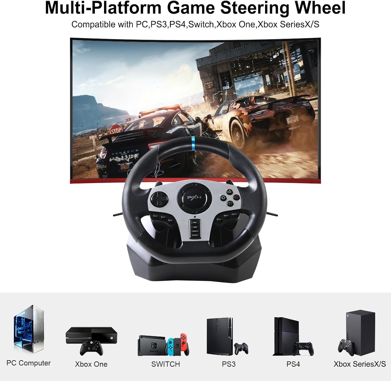 Amazon | ゲームレーシングホイール調節可能なレーシングステアリング